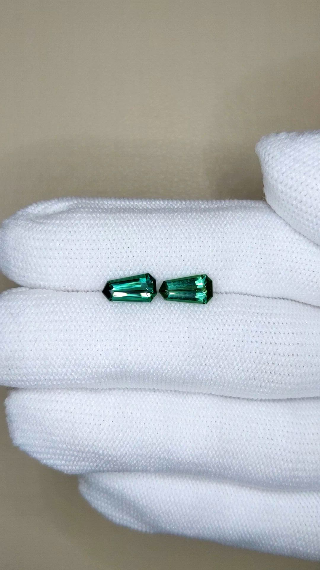 1.92 Ct.Tw.Total Carat Weight Bluish Green Tourmaline Pair from Brazil Size Video