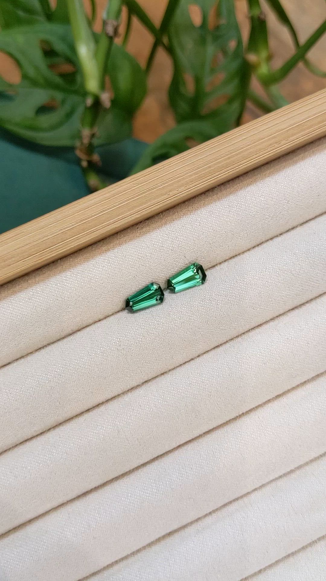 1.92 Ct.Tw.Total Carat Weight Bluish Green Tourmaline Pair from Brazil Size Video