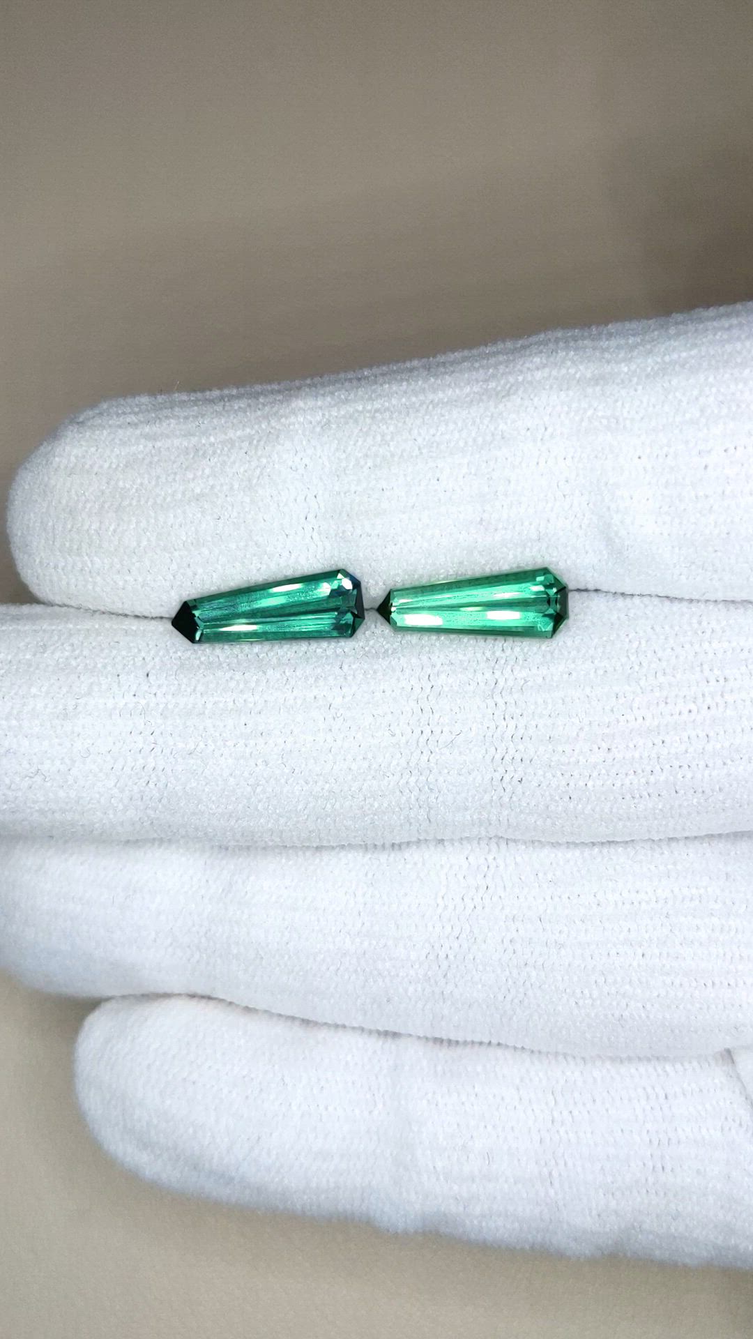 3.52 Ct.Tw.Total Carat Weight Bluish Green Tourmaline Pair from Brazil Size Video