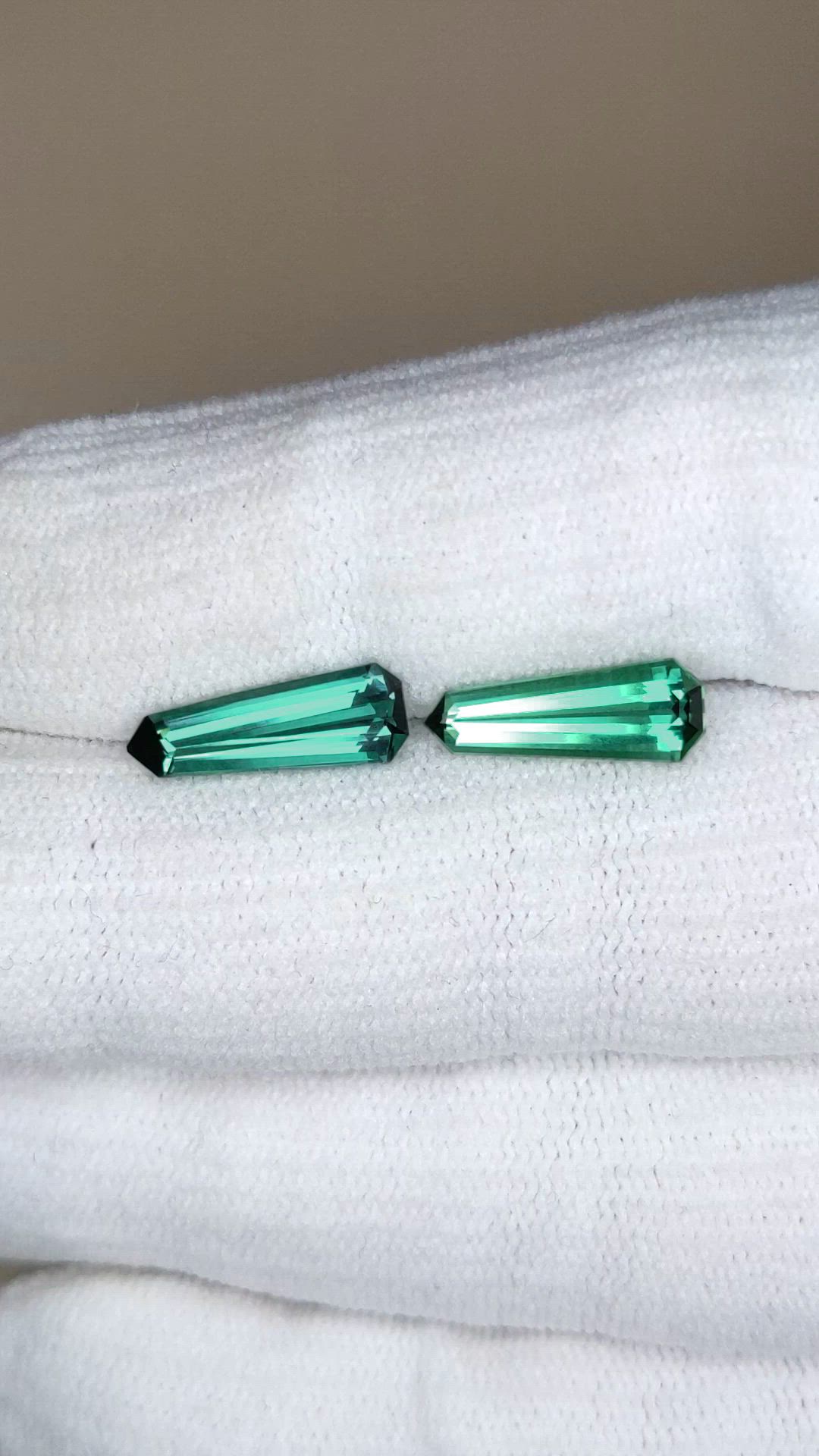 3.52 Ct.Tw.Total Carat Weight Bluish Green Tourmaline Pair from Brazil Size Video