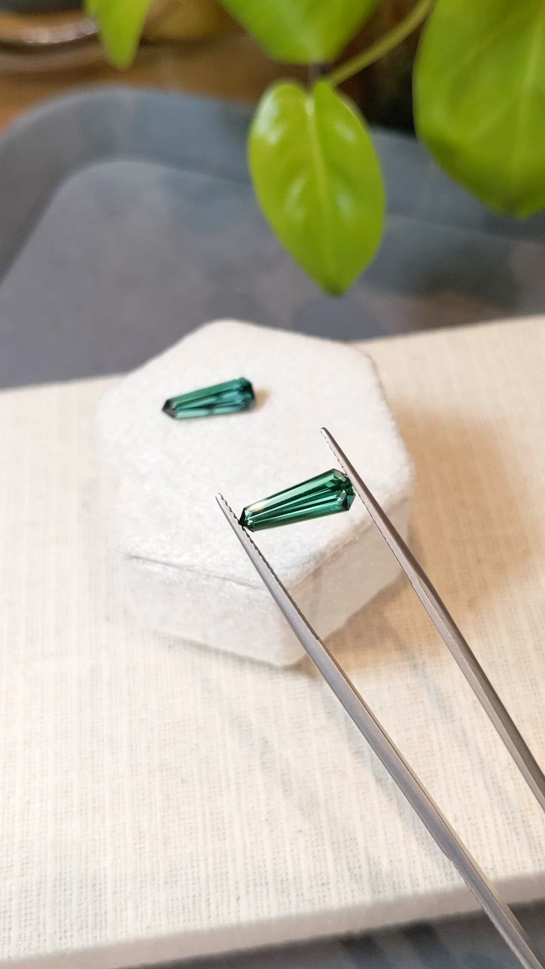 3.52 Ct.Tw.Total Carat Weight Bluish Green Tourmaline Pair from Brazil Size Video