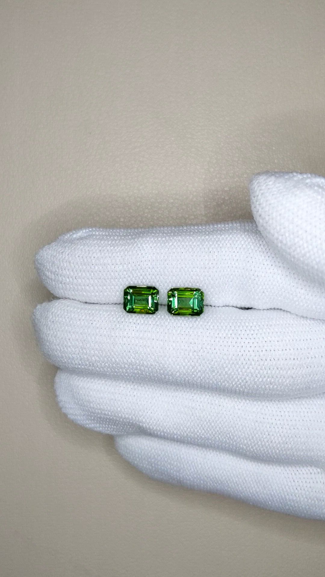 2.62 Ct.Tw.Total Carat Weight Green Tourmaline Pair from Brazil Size Video