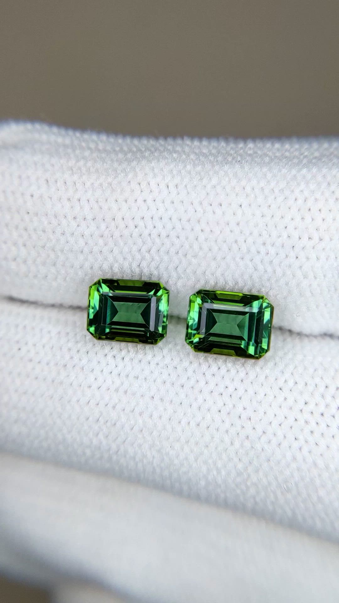 2.62 Ct.Tw.Total Carat Weight Green Tourmaline Pair from Brazil Size Video