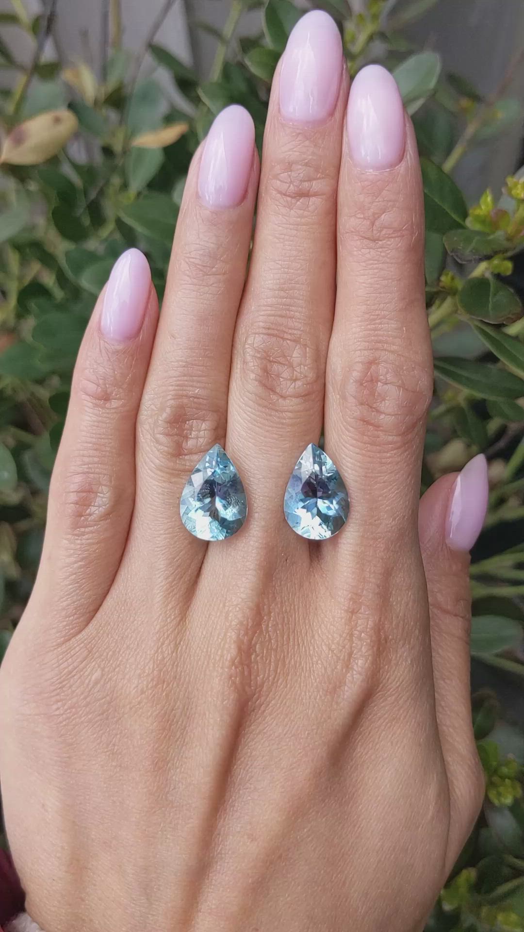 11.18&nbsp;Ct.Tw.Total Carat Weight Blue Aquamarine Pair from Brazil Size Video