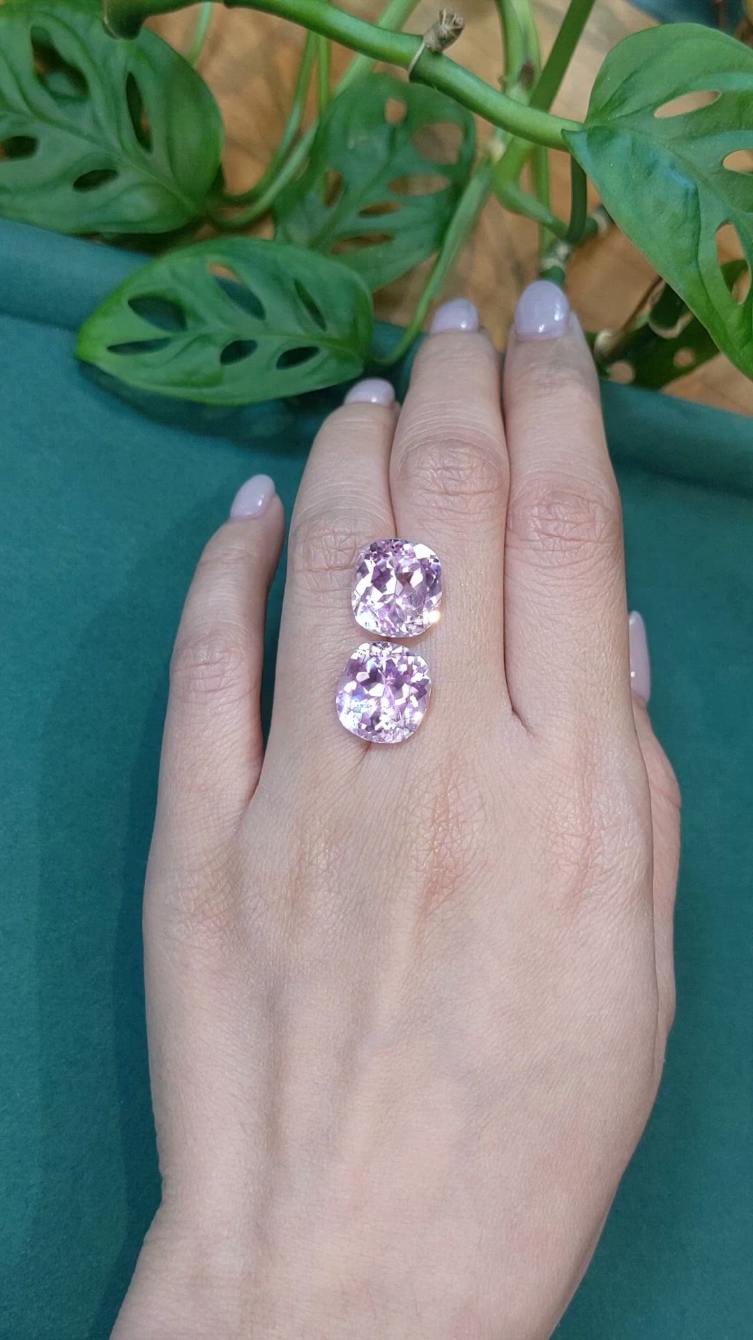 19.97&nbsp;Ct.Tw.Total Carat Weight Pink Kunzite Pair from Afghanistan Size Video