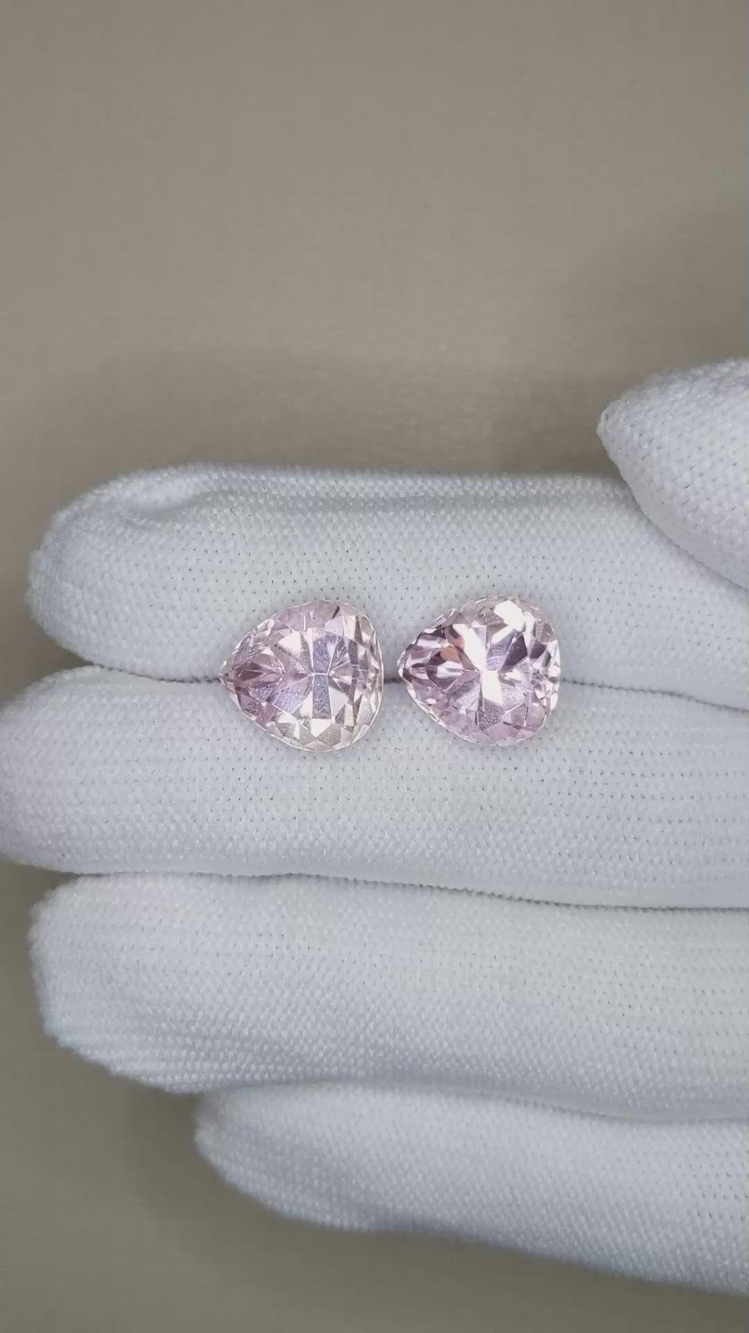 12.75&nbsp;Ct.Tw.Total Carat Weight Pink Kunzite Pair from Afghanistan Size Video