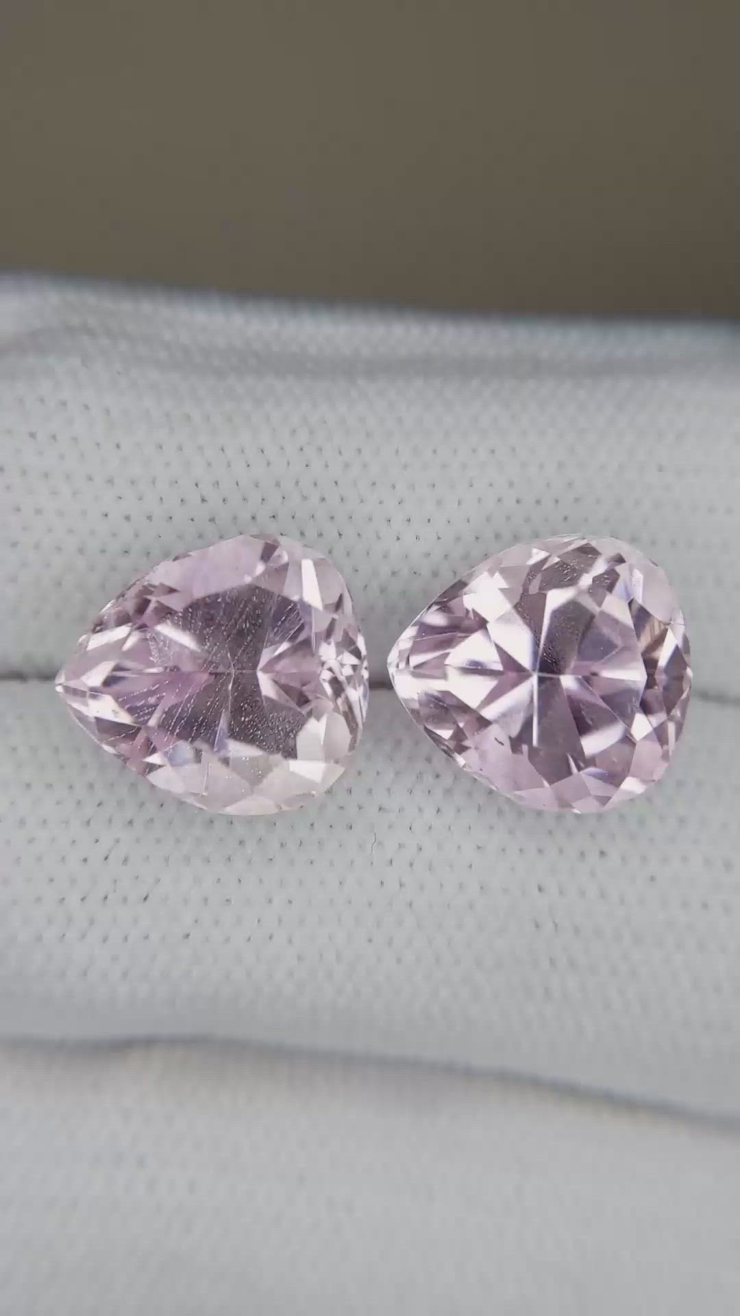 12.75&nbsp;Ct.Tw.Total Carat Weight Pink Kunzite Pair from Afghanistan Size Video