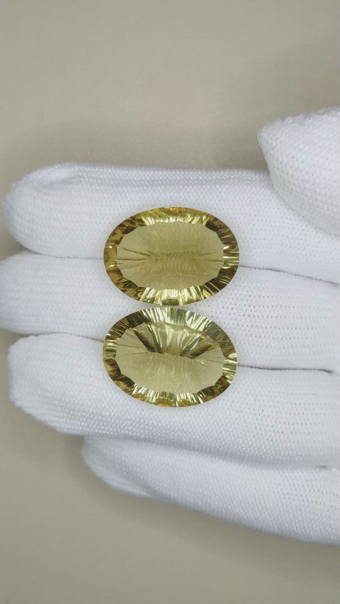 35.45&nbsp;Ct.Tw.Total Carat Weight Yellowish Brown Citrine Pair from Brazil Size Video