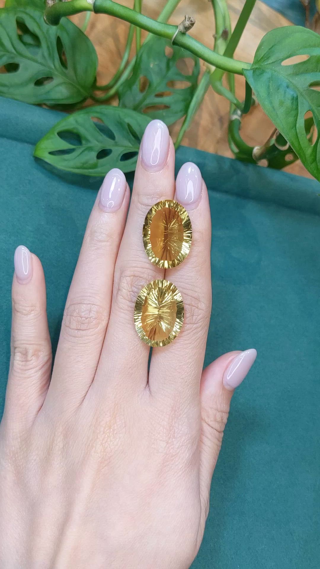 35.45&nbsp;Ct.Tw.Total Carat Weight Yellowish Brown Citrine Pair from Brazil Size Video