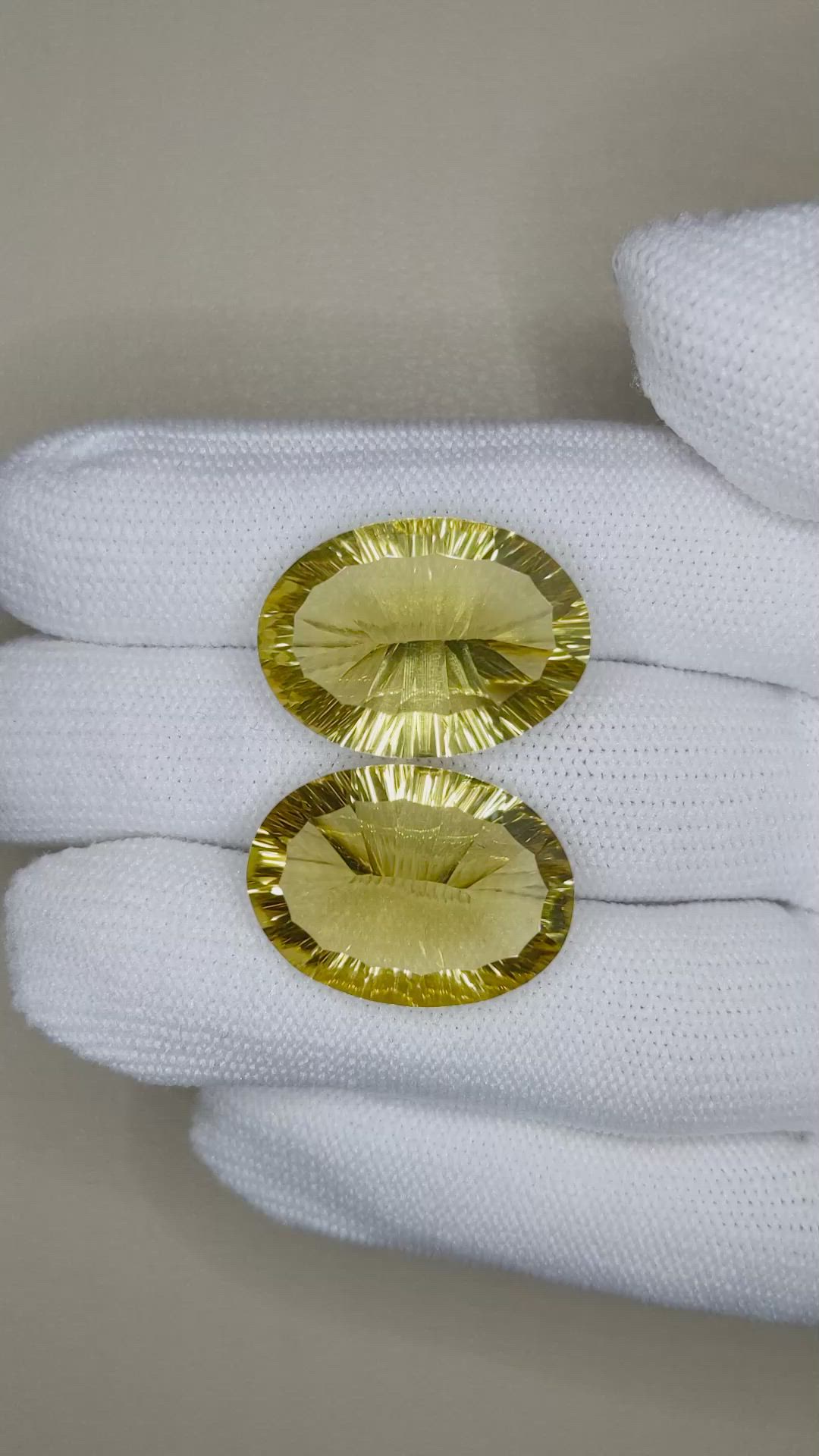 36.57 Ct.Tw.Total Carat Weight Yellowish Brown Citrine Pair from Brazil Size Video