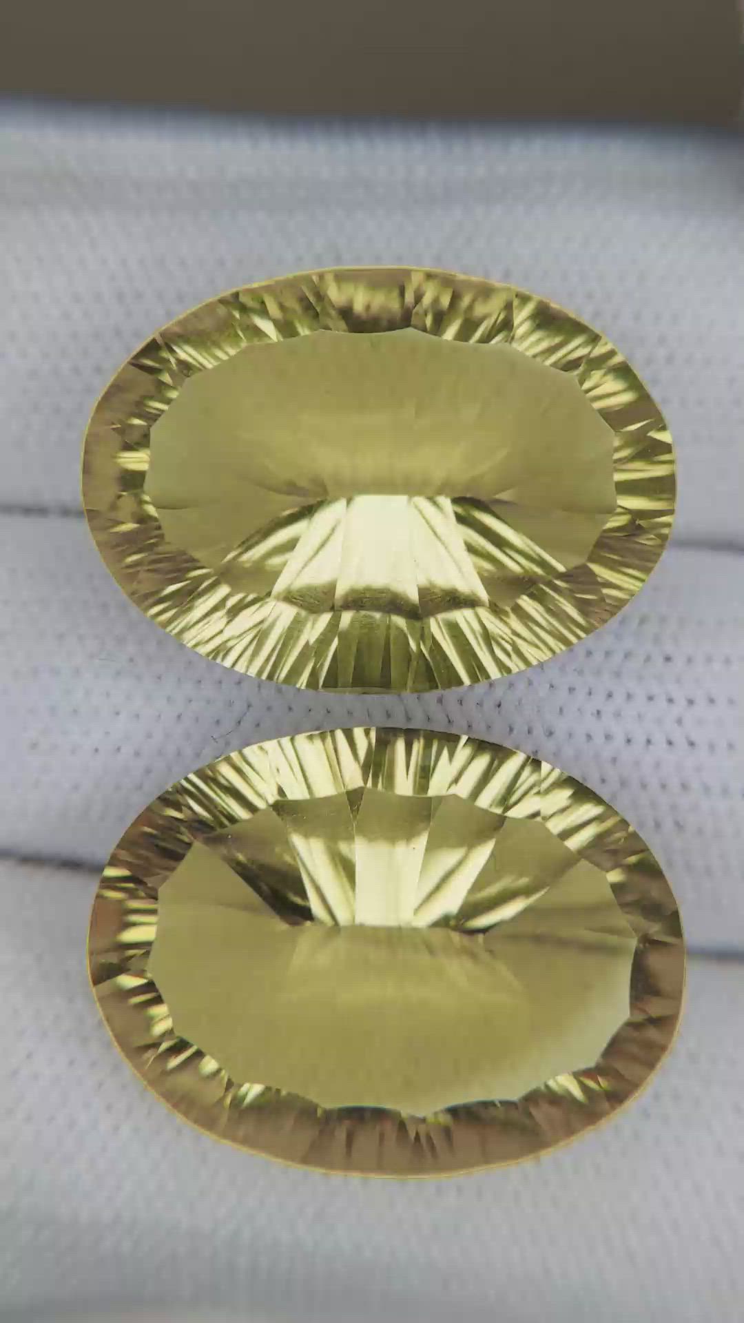 36.57 Ct.Tw.Total Carat Weight Yellowish Brown Citrine Pair from Brazil Size Video