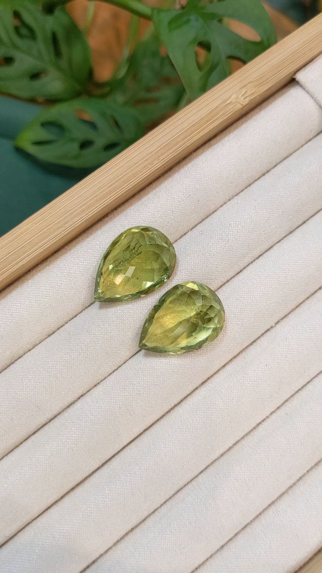 43.87&nbsp;Ct.Tw.Total Carat Weight Yellowish Green Apatite Pair from Madagascar Size Video