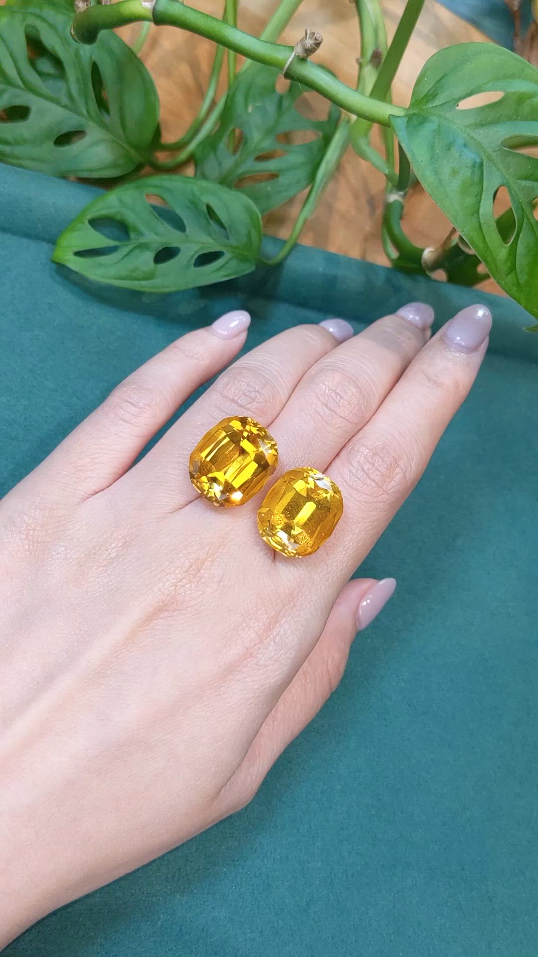 41.36&nbsp;Ct.Tw.Total Carat Weight Yellowish Orange Heliodor Pair from Namibia Size Video