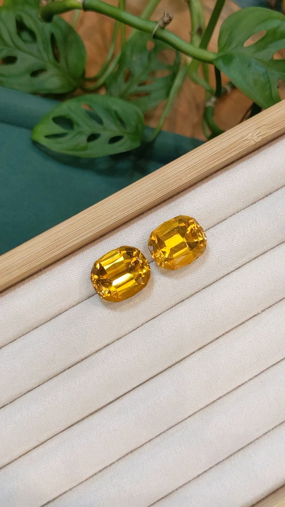 41.36&nbsp;Ct.Tw.Total Carat Weight Yellowish Orange Heliodor Pair from Namibia Size Video