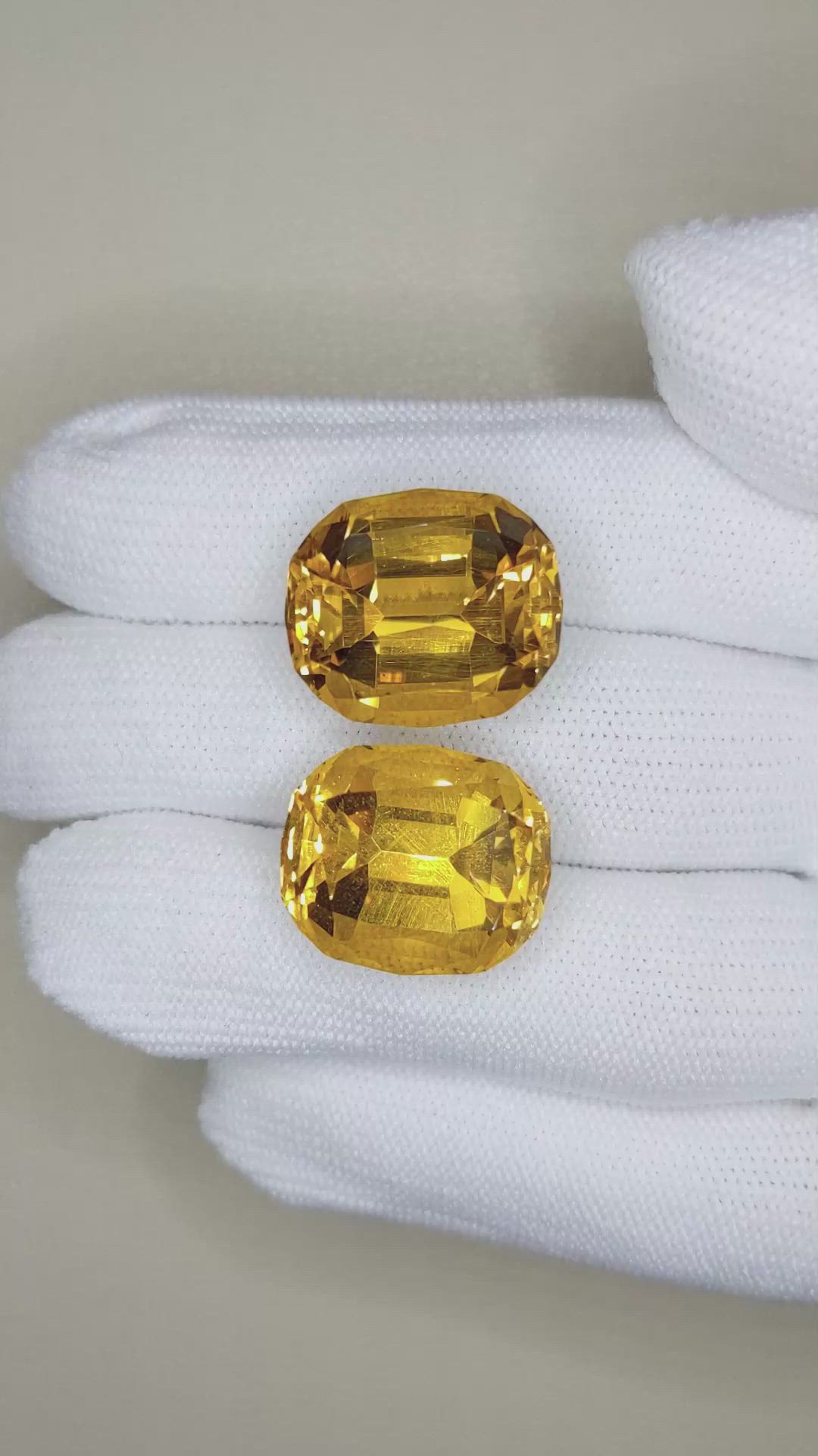 41.36 Ct.Tw.Total Carat Weight Yellowish Orange Heliodor Pair from Namibia Size Video