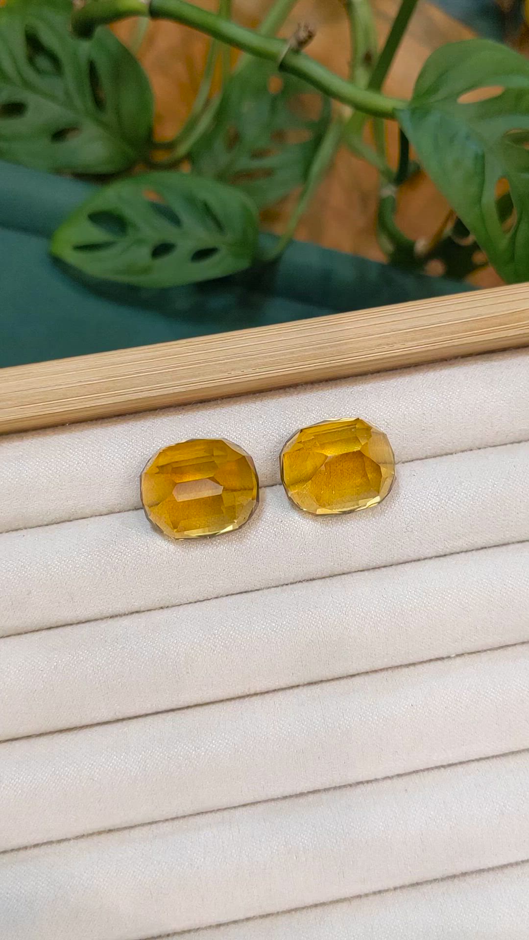 41.36&nbsp;Ct.Tw.Total Carat Weight Yellowish Orange Heliodor Pair from Namibia Size Video