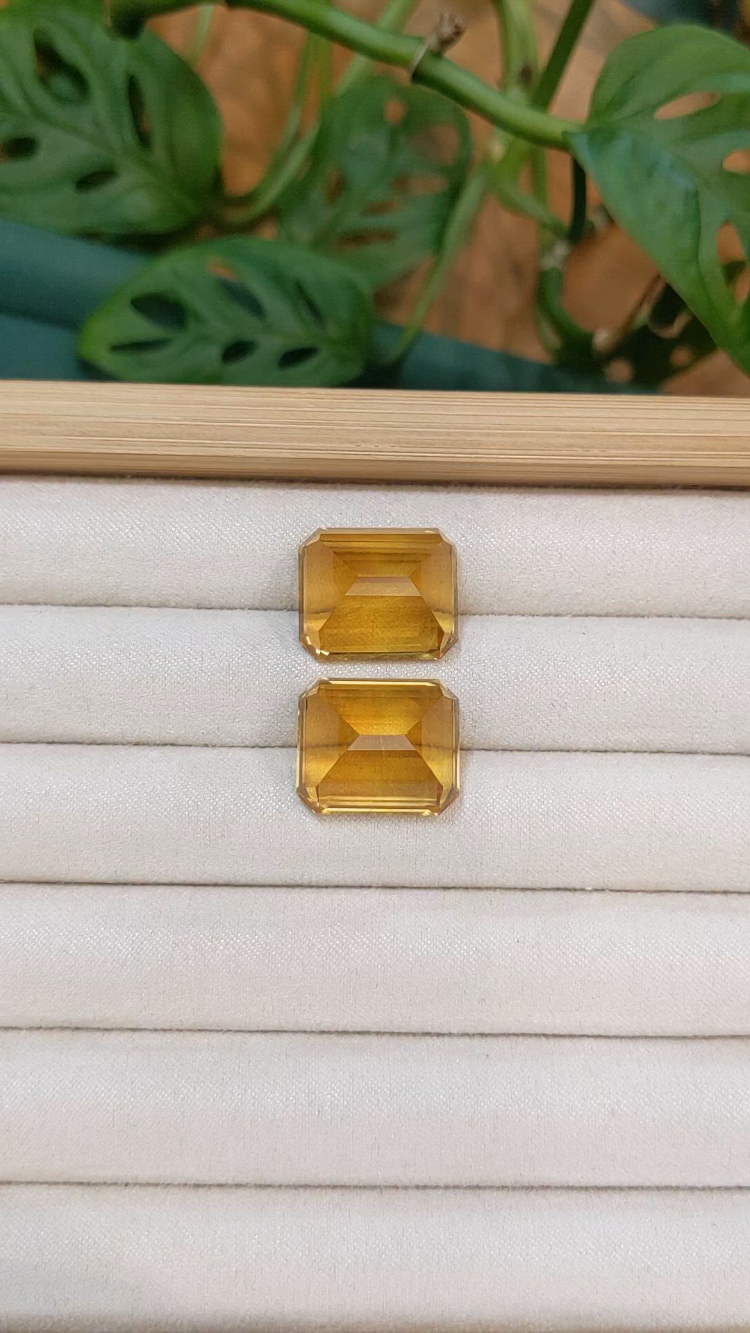 43.69 Ct.Tw.Total Carat Weight Orangish Yellow Heliodor Pair from Namibia Size Video
