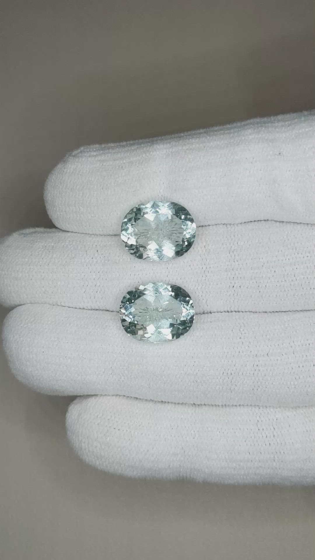 11.78 Ct.Tw.Total Carat Weight Greenish Blue Aquamarine Pair from Brazil Size Video