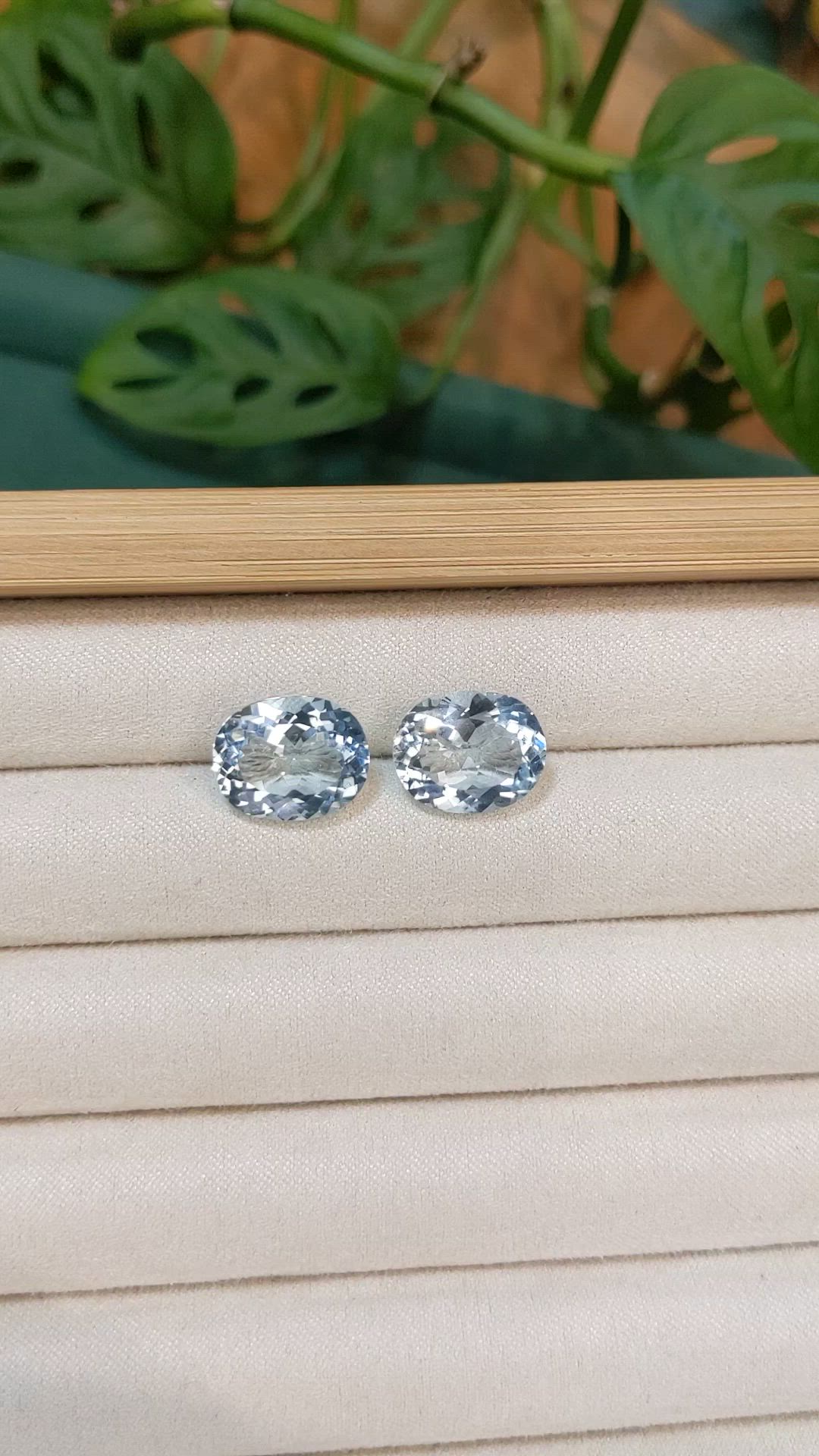 11.78 Ct.Tw.Total Carat Weight Greenish Blue Aquamarine Pair from Brazil Size Video