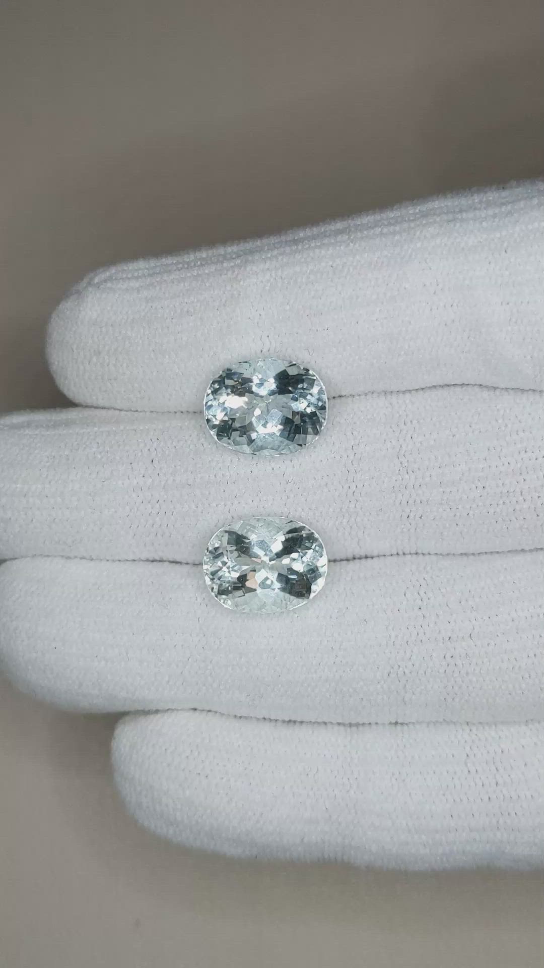 9.66&nbsp;Ct.Tw.Total Carat Weight Blue Aquamarine Pair from Brazil Size Video