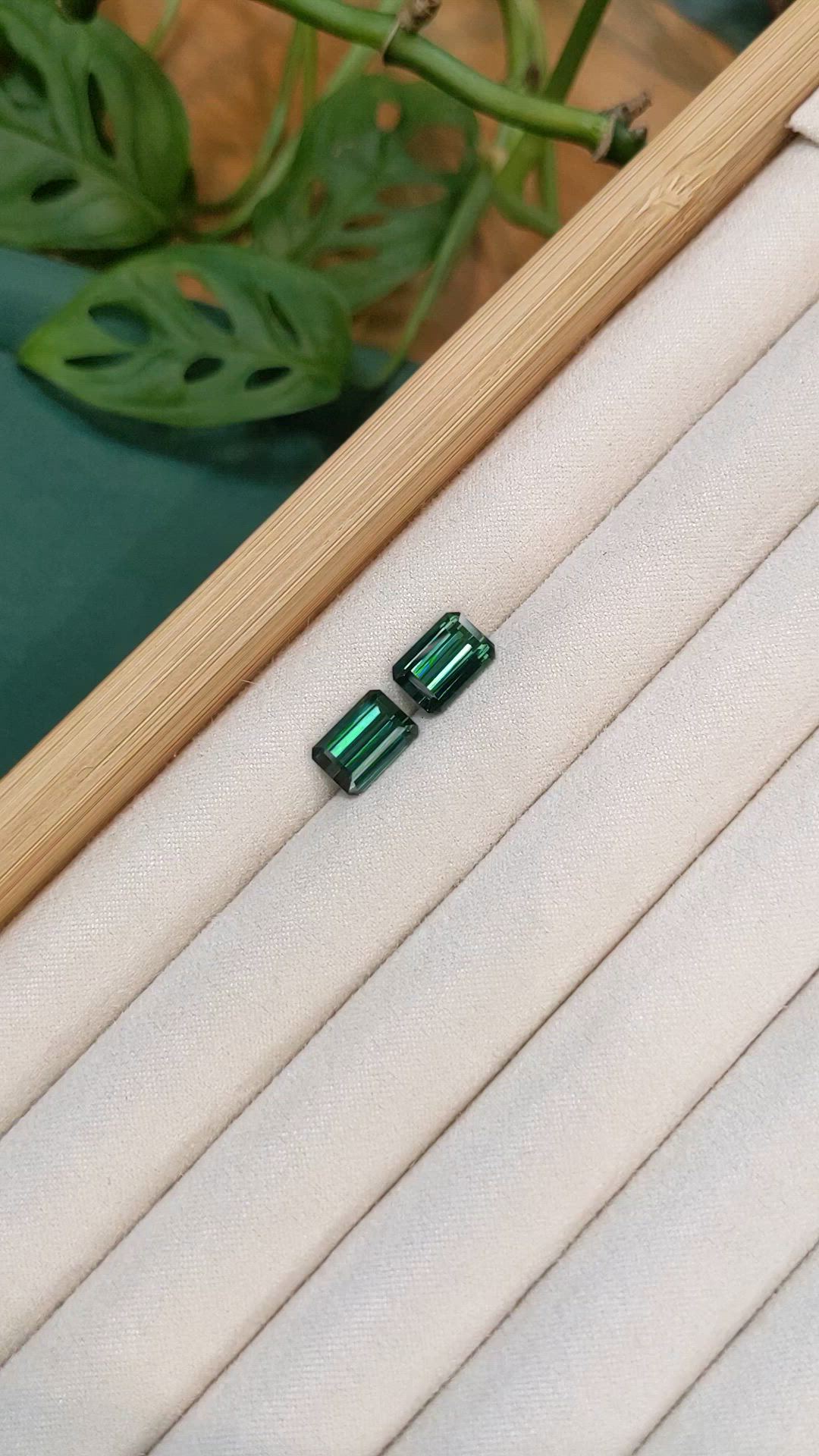 5.99 Ct.Tw.Total Carat Weight Bluish Green Tourmaline Pair from Brazil Size Video