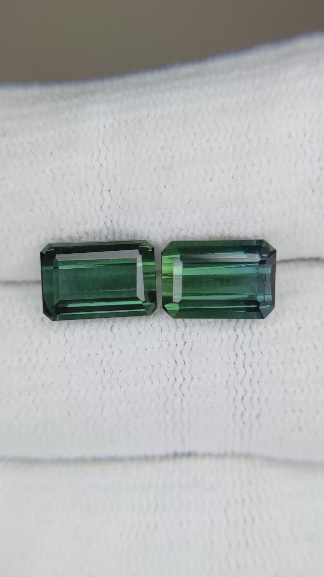 5.99 Ct.Tw.Total Carat Weight Bluish Green Tourmaline Pair from Brazil Size Video