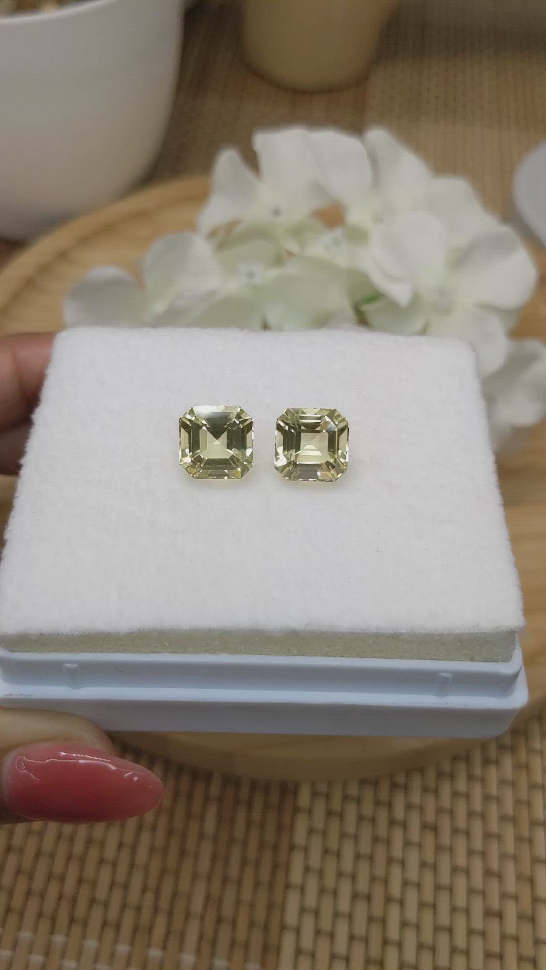 9.77&nbsp;Ct.Tw.Total Carat Weight Yellow Citrine Pair from Ceylon (Sri Lanka) Size Video