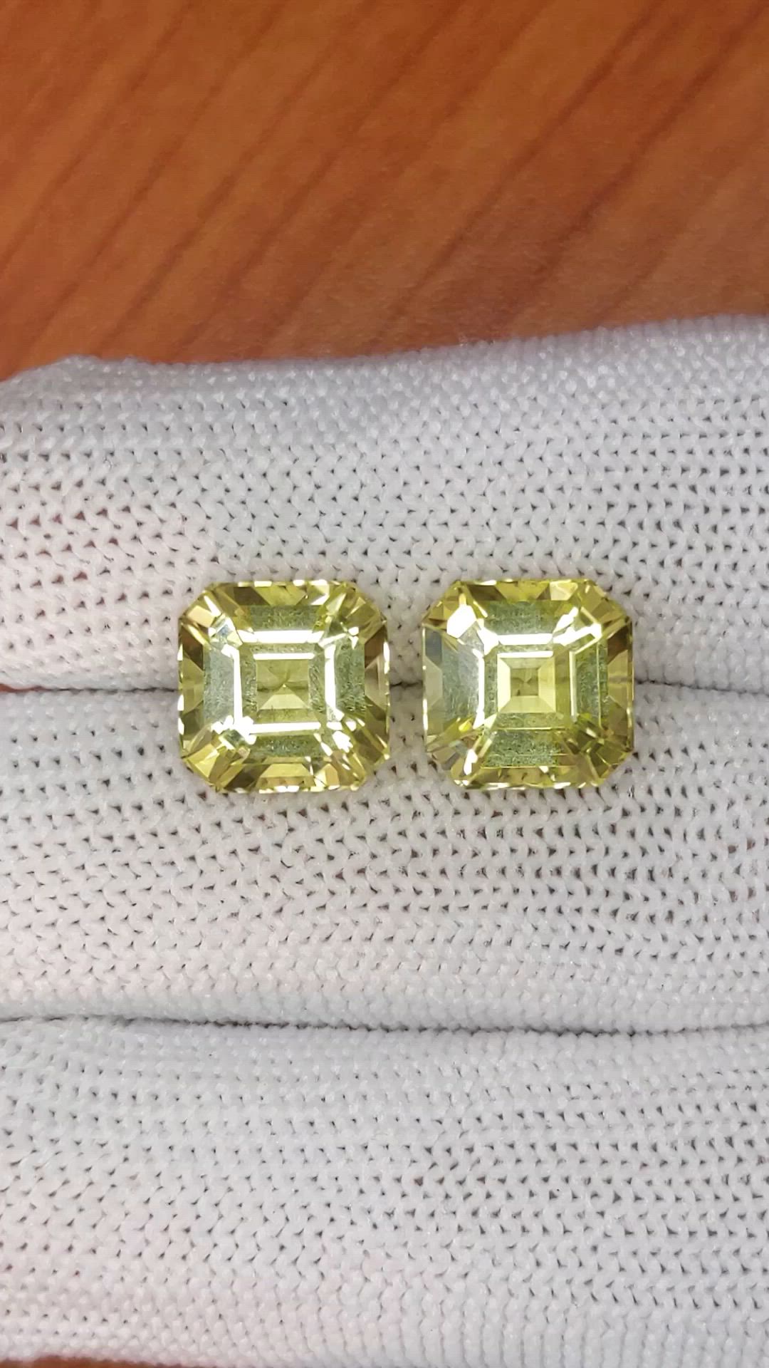 9.77&nbsp;Ct.Tw.Total Carat Weight Yellow Citrine Pair from Ceylon (Sri Lanka) Size Video