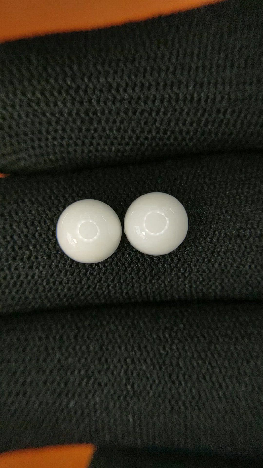 3.58 Ct.Tw.Total Carat Weight Salmon and White Cabochon Coral Pair from Italy Size Video