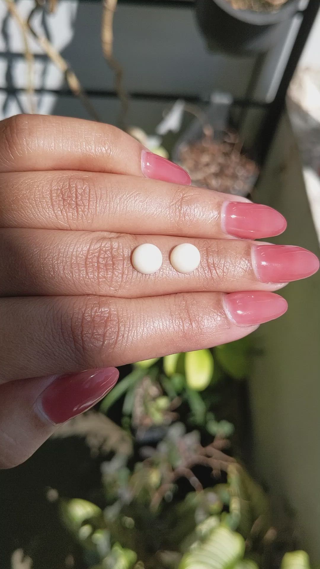 3.58 Ct.Tw.Total Carat Weight Salmon and White Cabochon Coral Pair from Italy Size Video