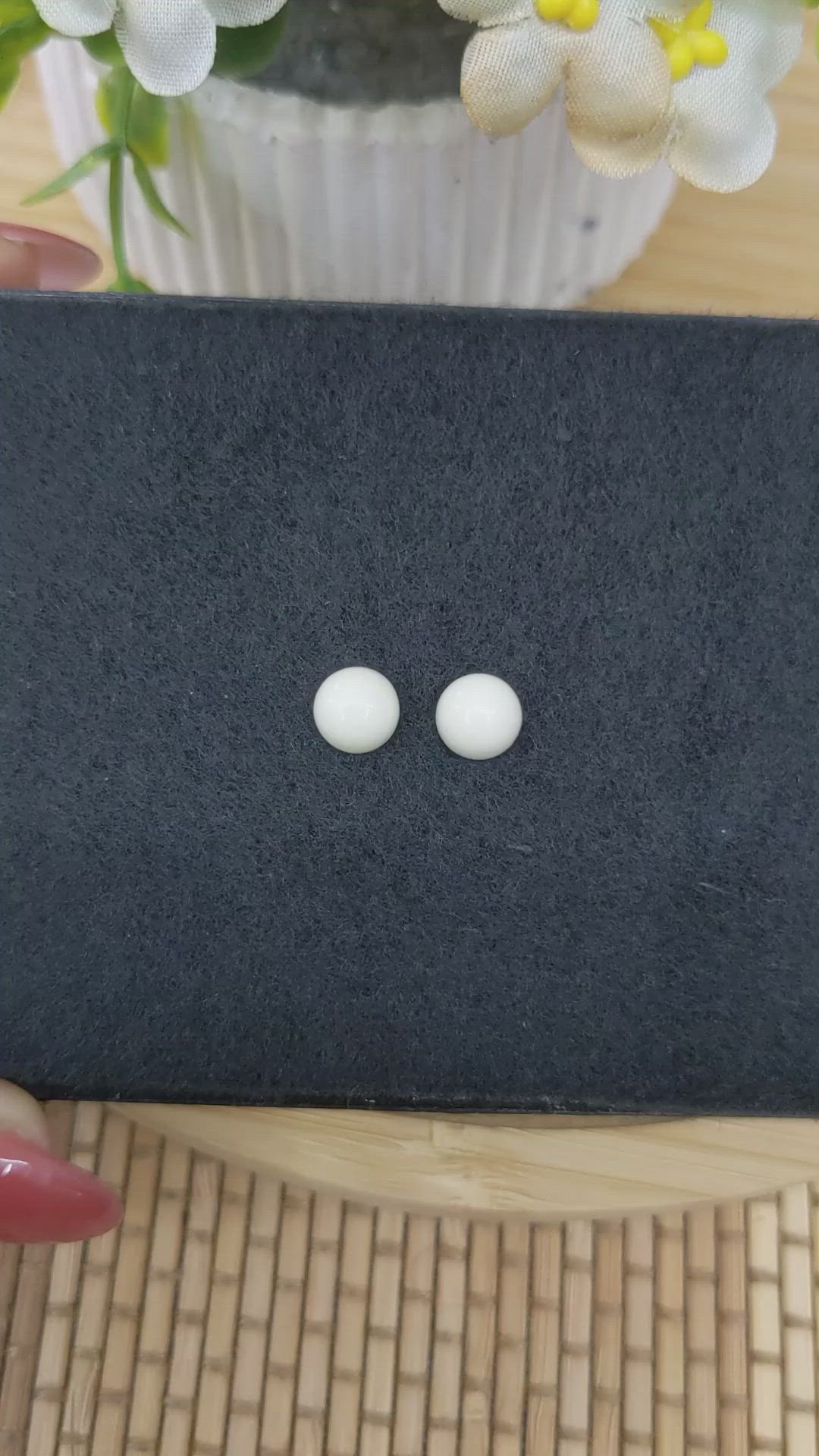 3.48&nbsp;Ct.Tw.Total Carat Weight Salmon and White Cabochon Coral Pair from Italy Size Video