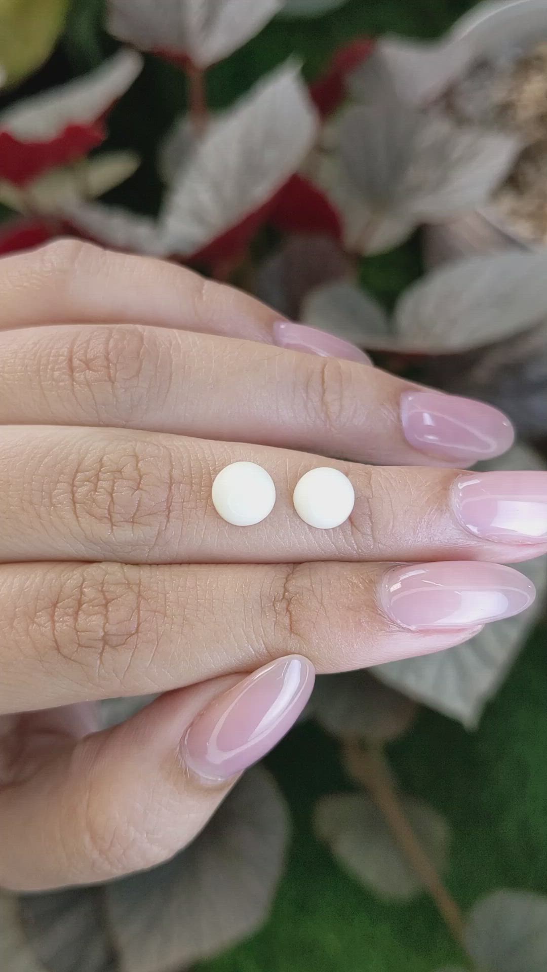 3.66 Ct.Tw.Total Carat Weight Salmon and White Cabochon Coral Pair from Italy Size Video