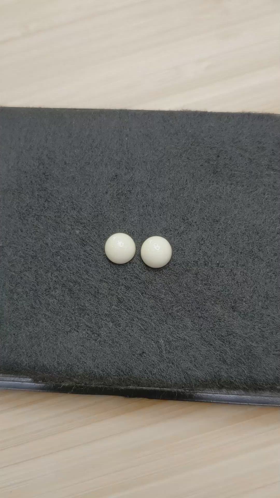 3.73 Ct.Tw.Total Carat Weight Salmon and White Cabochon Coral Pair from Italy Size Video