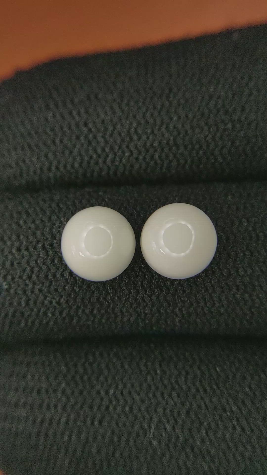 3.82 Ct.Tw.Total Carat Weight Salmon and White Cabochon Coral Pair from Italy Size Video