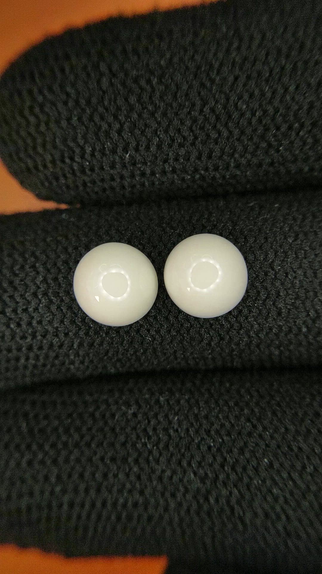 3.37&nbsp;Ct.Tw.Total Carat Weight Salmon and White Cabochon Coral Pair from Italy Size Video