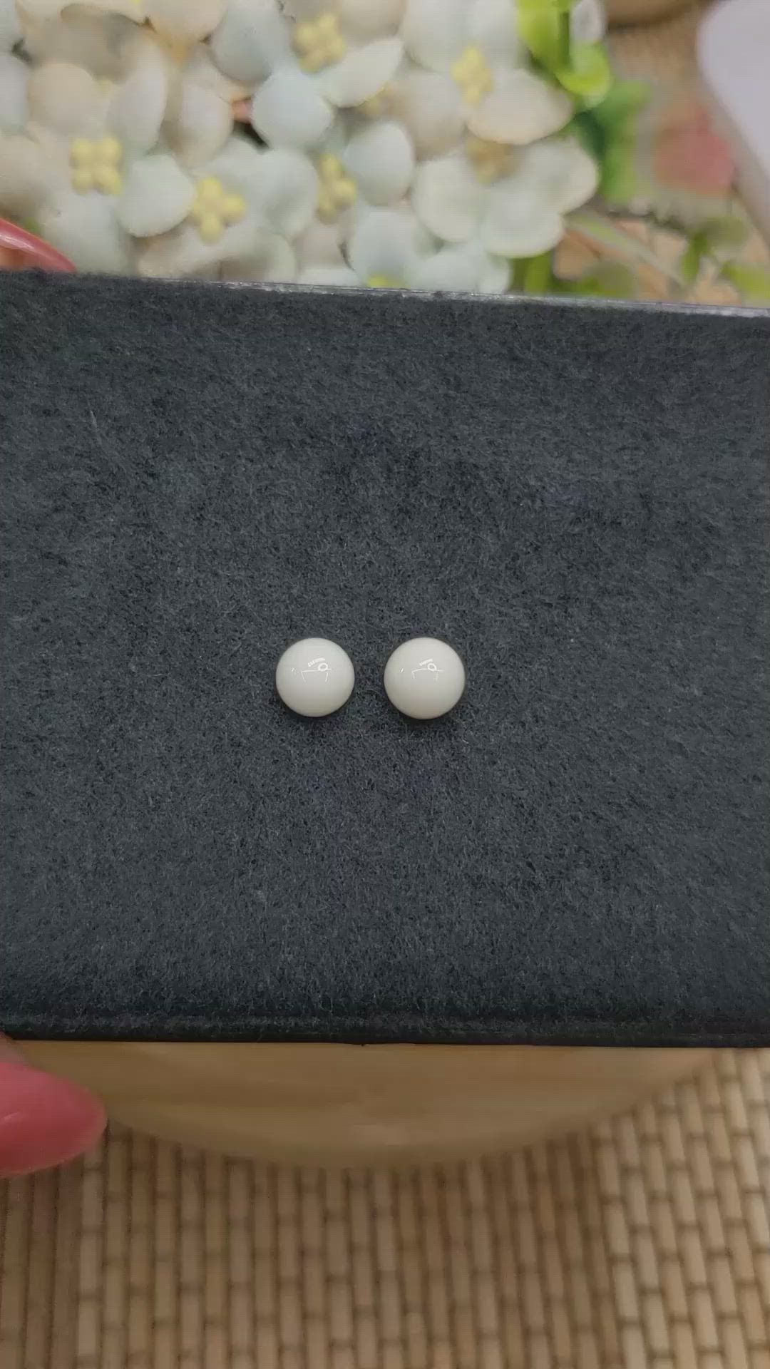 3.54 Ct.Tw.Total Carat Weight Salmon and White Cabochon Coral Pair from Italy Size Video