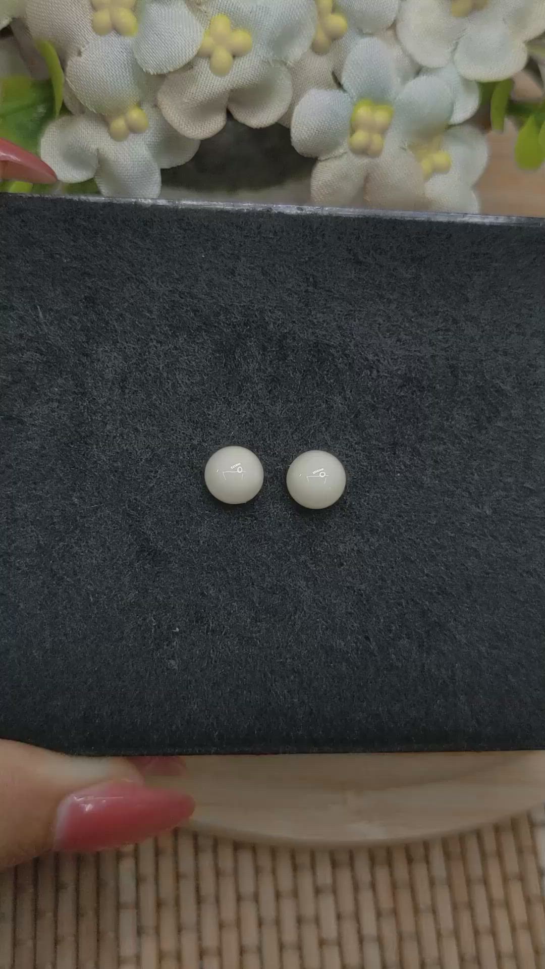 3.59 Ct.Tw.Total Carat Weight Salmon and White Cabochon Coral Pair from Italy Size Video