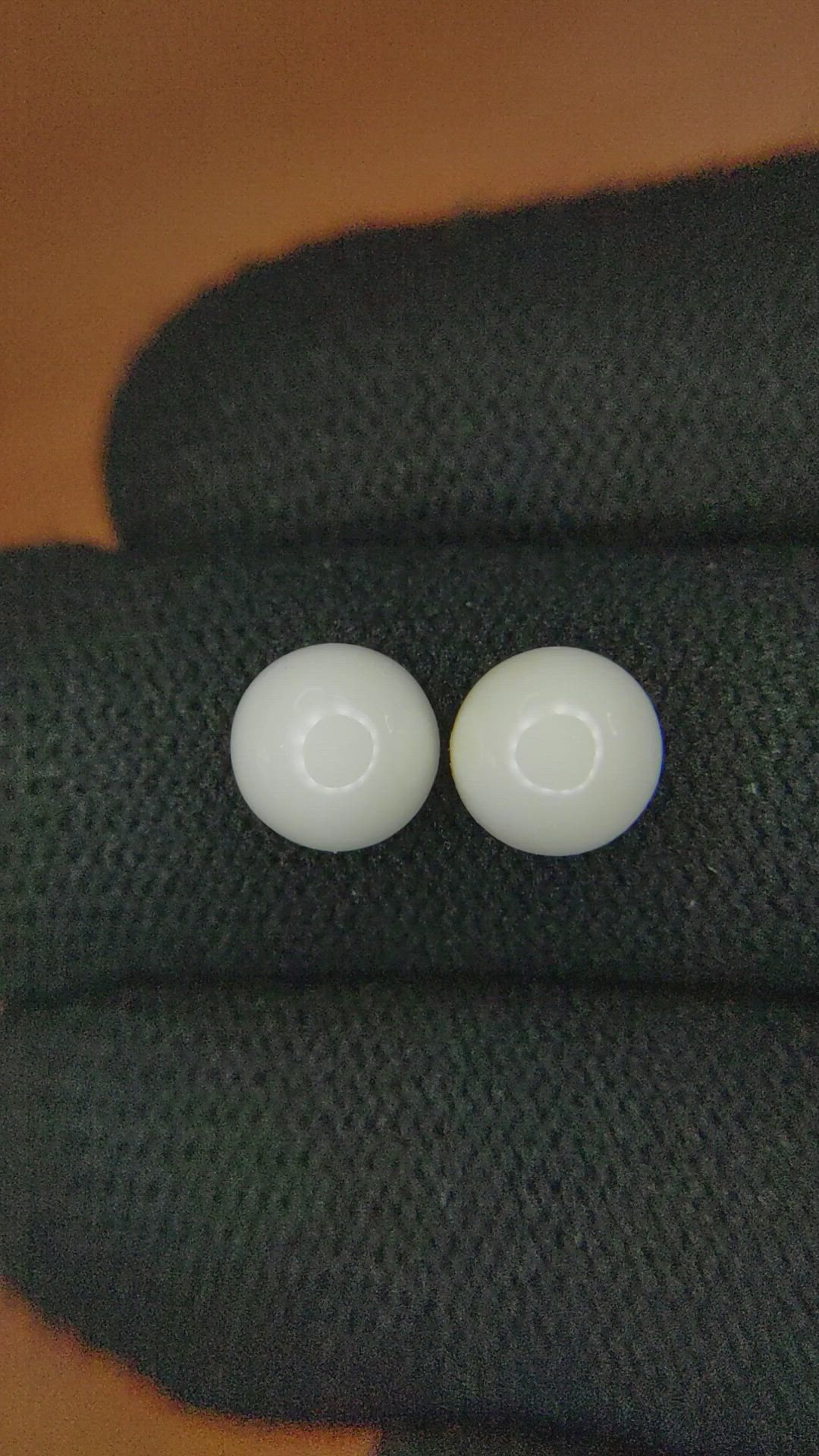 3.59 Ct.Tw.Total Carat Weight Salmon and White Cabochon Coral Pair from Italy Size Video
