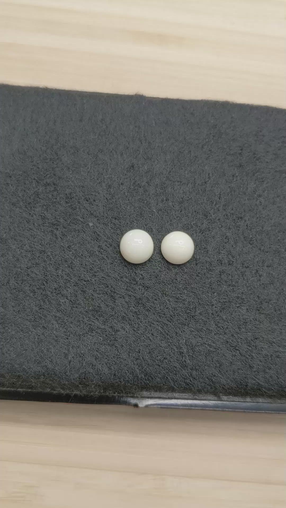 3.53 Ct.Tw.Total Carat Weight Salmon and White Cabochon Coral Pair from Italy Size Video