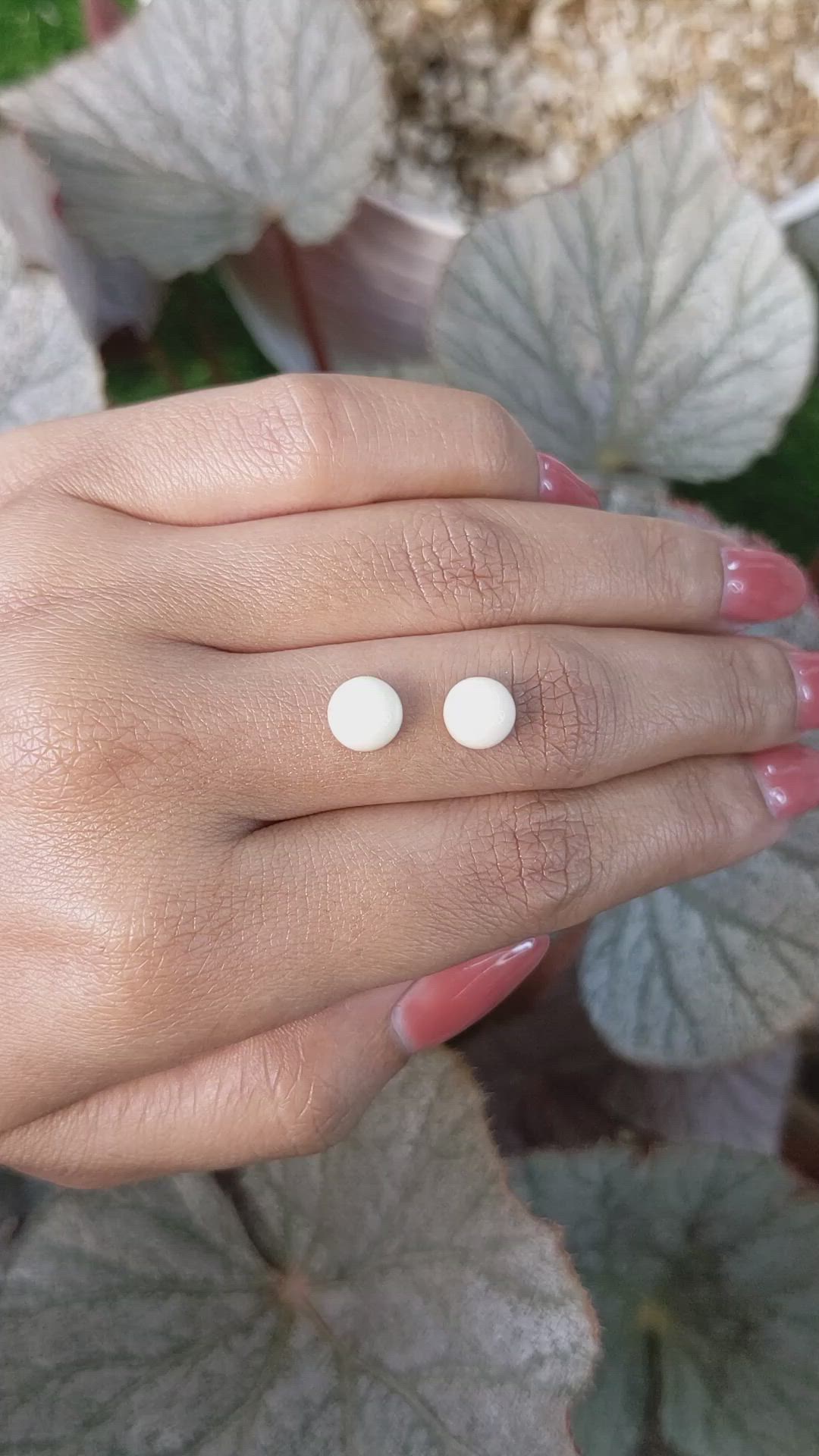 3.56&nbsp;Ct.Tw.Total Carat Weight Salmon and White Cabochon Coral Pair from Italy Size Video