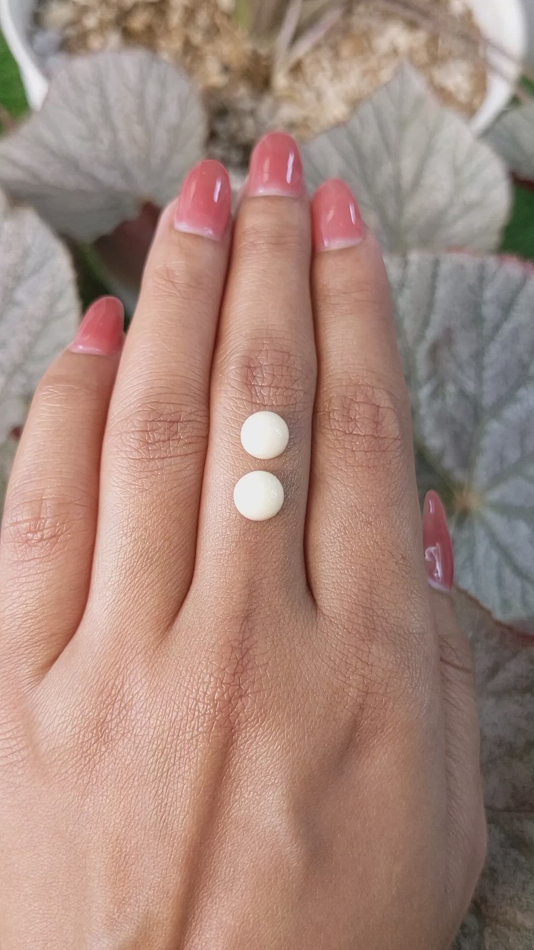 3.56&nbsp;Ct.Tw.Total Carat Weight Salmon and White Cabochon Coral Pair from Italy Size Video