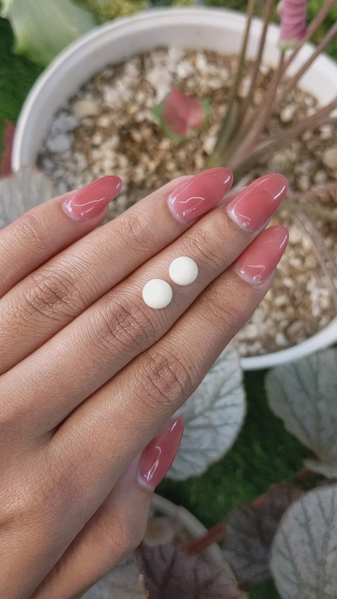 3.22&nbsp;Ct.Tw.Total Carat Weight Salmon and White Cabochon Coral Pair from Italy Size Video