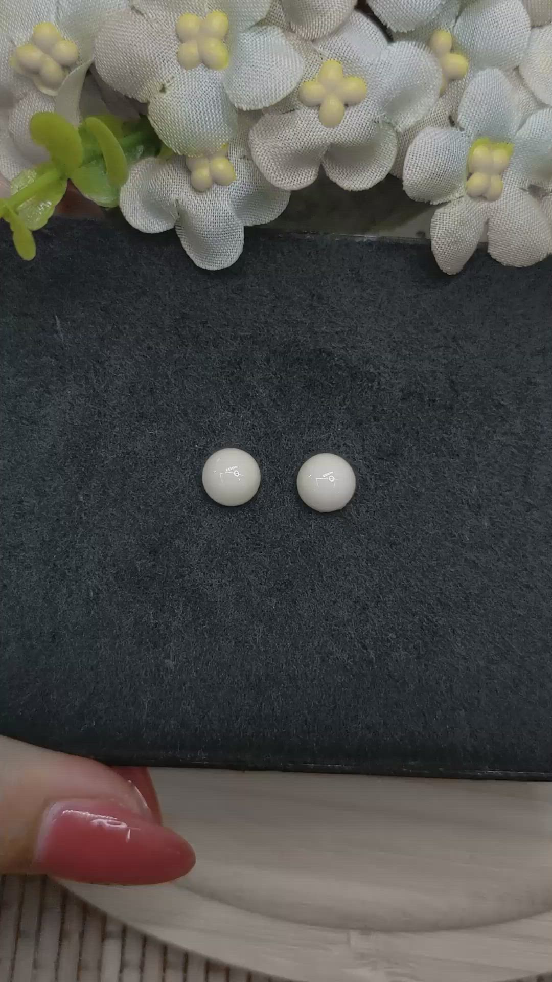 3.73 Ct.Tw.Total Carat Weight Salmon and White Cabochon Coral Pair from Italy Size Video