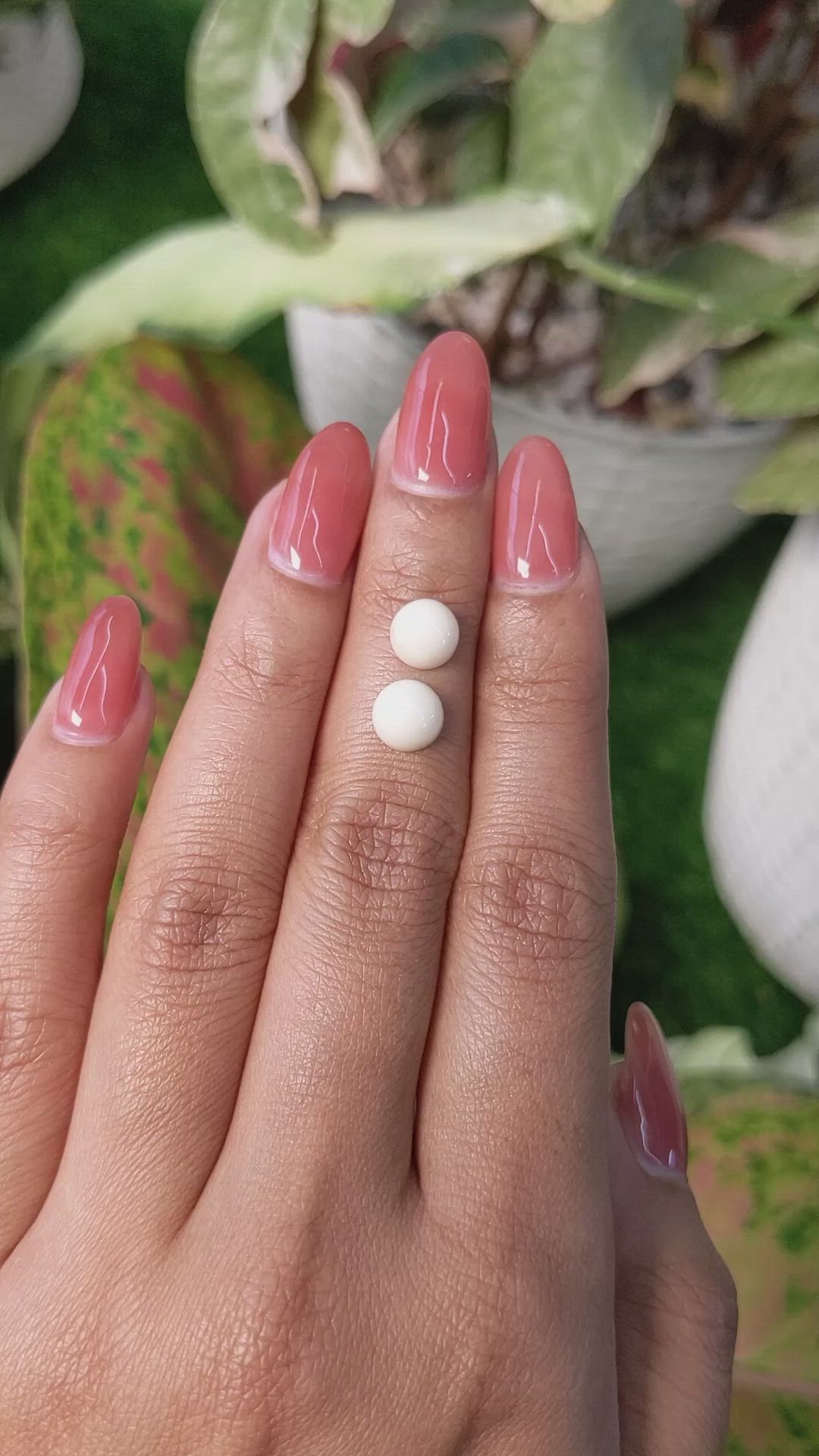 3.22&nbsp;Ct.Tw.Total Carat Weight Salmon and White Cabochon Coral Pair from Italy Size Video