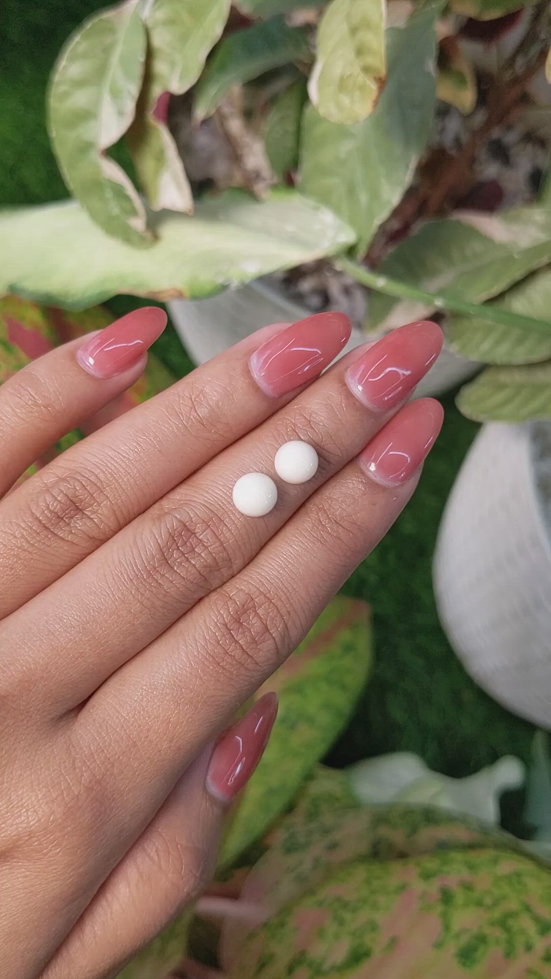3.22&nbsp;Ct.Tw.Total Carat Weight Salmon and White Cabochon Coral Pair from Italy Size Video