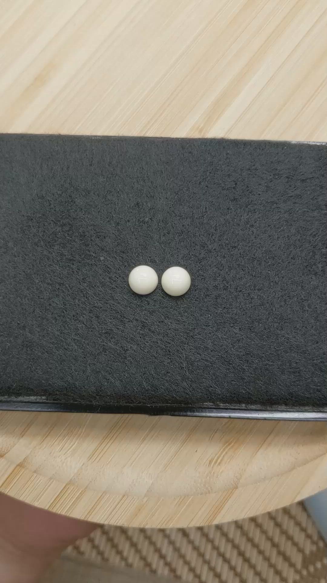 3.47 Ct.Tw.Total Carat Weight Salmon and White Cabochon Coral Pair from Italy Size Video