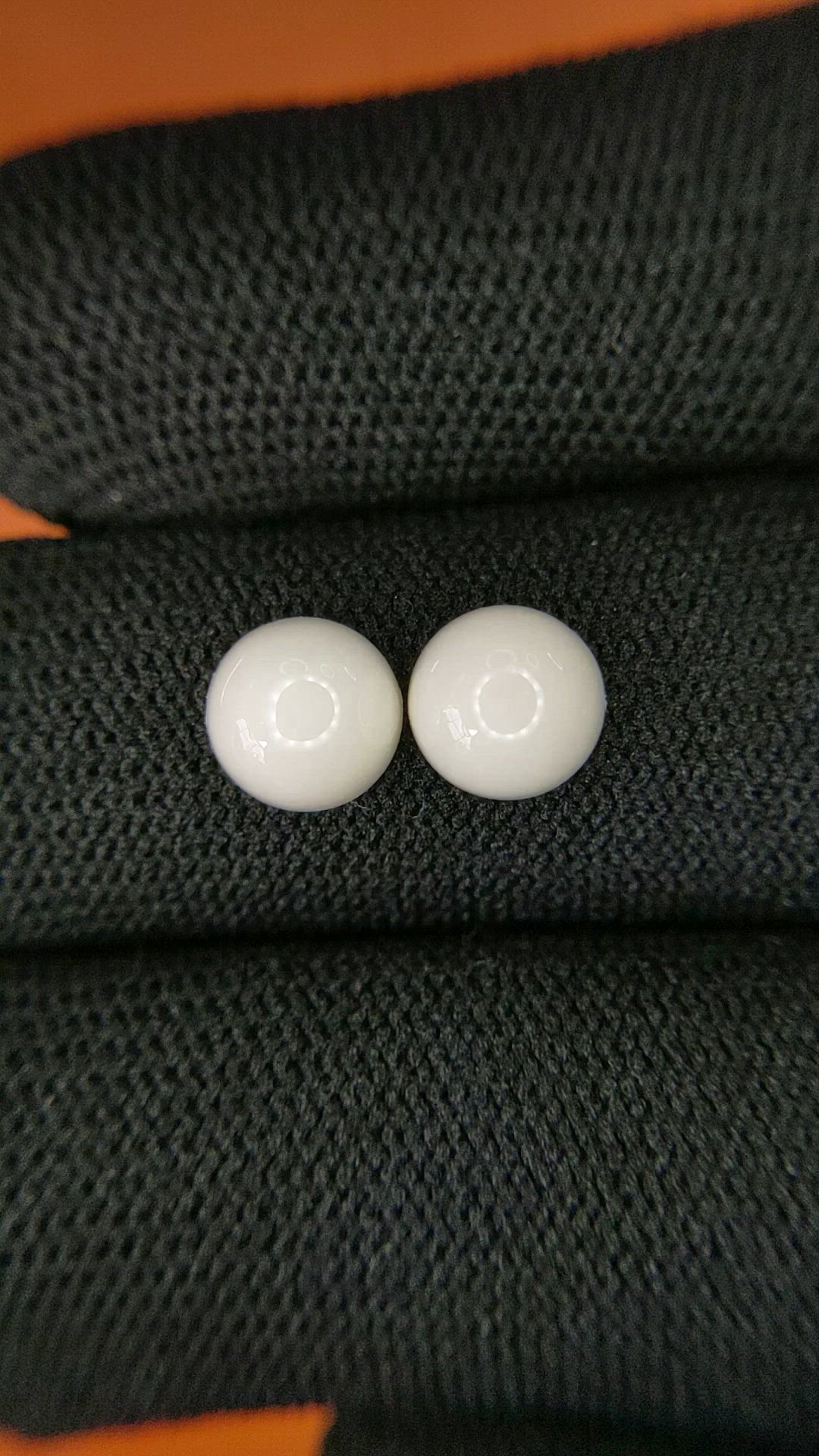 3.61 Ct.Tw.Total Carat Weight Salmon and White Cabochon Coral Pair from Italy Size Video