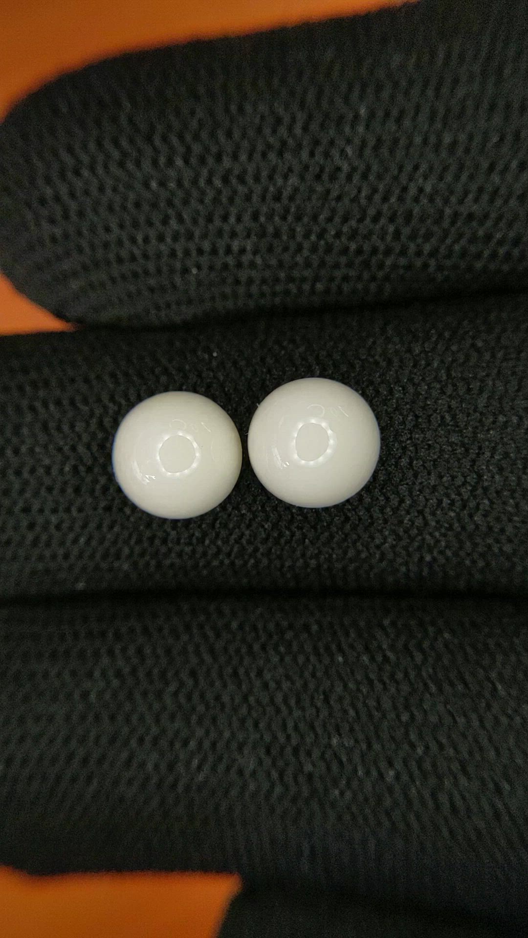 3.51 Ct.Tw.Total Carat Weight Salmon and White Cabochon Coral Pair from Italy Size Video