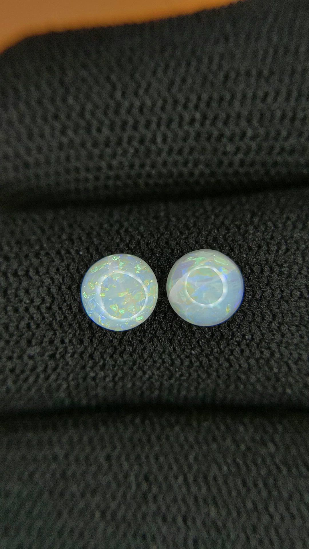 0.95 Ct.Tw.Total Carat Weight Multi Color Cabochon Opal Pair from Brazil Size Video