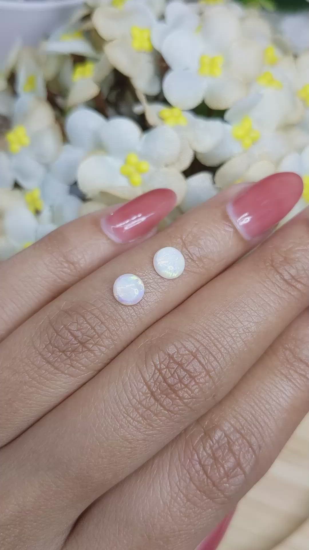 0.86&nbsp;Ct.Tw.Total Carat Weight Multi Color Cabochon Opal Pair from Brazil Size Video